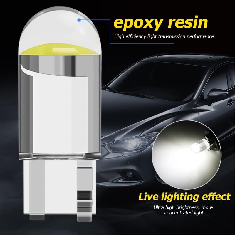 zipelo 30-Pack 194 LED Light Bulbs 6000K White, 168 2825 W5W T10 Wedge COB LED Replacement Bulbs, Dome Map Door Courtesy License Plate Lights, 0.36W 12V Error Free Interior Bulbs for Cars (White) - Image 5